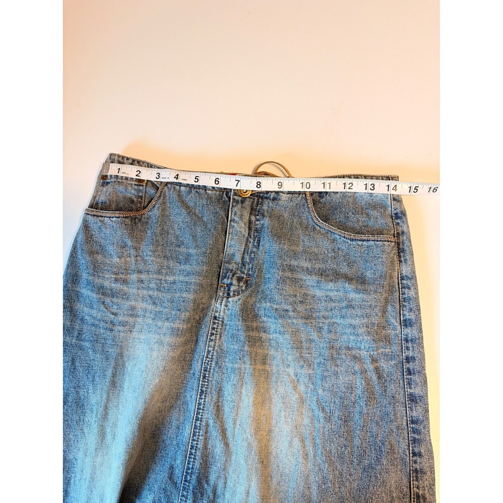 Vintage 90's Y2K Denim Maxi Skirt Lace Up Union Bay Size Medium - Picture 8 of 9